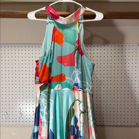 Laundry by Shelli Segal Floral Satin Maxi Dress. Elegant Wedding Guest Formal - Picture 3 of 9